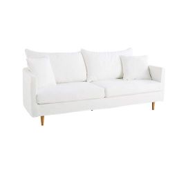 White 3-Seater Washed Linen Sofa Ethan