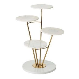 Pedestal Table with 4 White Marble Tops