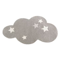 Grey short pile wool cloud rug 70 x 130 cm
