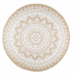 White Cotton and Jute Rug D 180