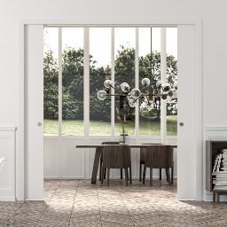 Double porte coulissante en bois pré-peintes EXTENSION (LP 2x83 x HP 204 cm)