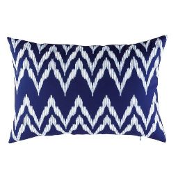 Blue Outdoor Cushion with White Graphic Motifs 40x60