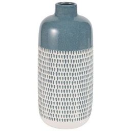 Vase en céramique bleue motifs gouttes H30 - 3.5x30x13.5cm - Maisons du Monde