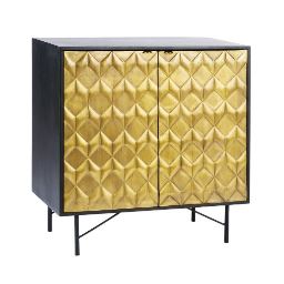 Black Solid Mango Wood and Acacia 2-Door Cabinet Jagger