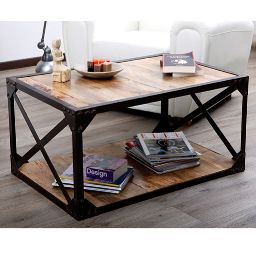 Table basse bois massif et métal industrielle ATELIER