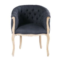 ZOLA - Dark Blue Linen Tufted Armchair