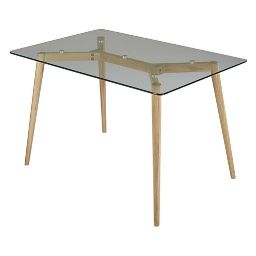 Oak and glass dining table L 120 Mirage