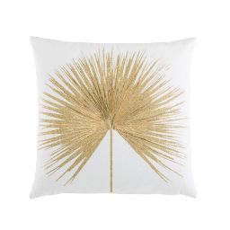 Cojín de algodón blanco con bordado dorado 45x45