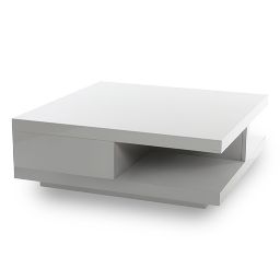 Table basse design 2 tiroirs blanche KARY