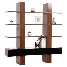 Bibliothèque étagère design laquée marron NATHAN