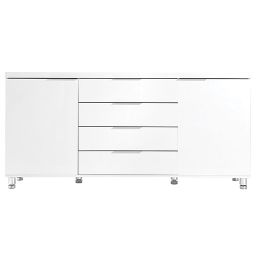 Buffet design 2 portes/4 tiroirs blanc laqué JIM