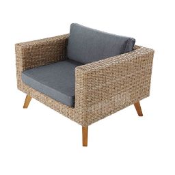 Fauteuil de jardin en résine tressée et toile anthracite Feroe - Gris - 91.5x65x81cm - Maisons du Monde