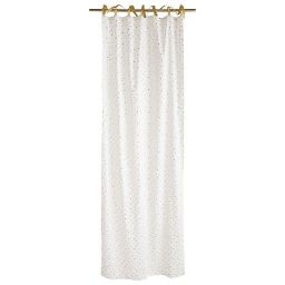 White Cotton Tie-Top Curtain with Gold Polka Dots 102x250
