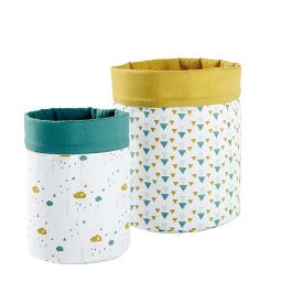 GASTON 2 yellow/green tidy pouches H 25 and H 30 cm