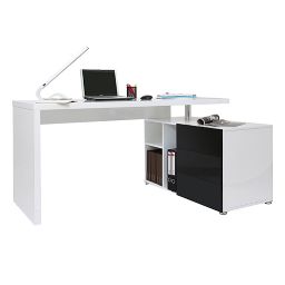 Bureau design blanc et noir laqué MAXI