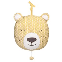 GASTON yellow cotton musical bear 25 x 25 cm