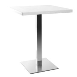 Table de bar design carré blanche pied central JORY