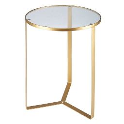 OLIVIA glass and gold metal side table