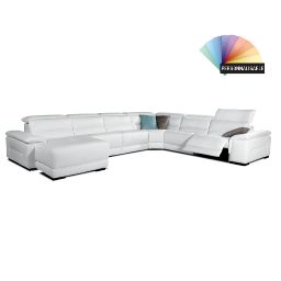 Sofá de relajación de ángulo (izquierda) 7 Trenton White Leating Headrests