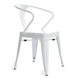 Lot de 2 chaises design industriel métal blanc FACTORY
