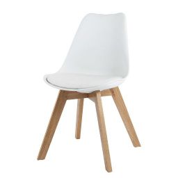 ICE - White Scandinavian Chair with Solid Oak