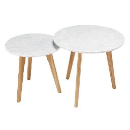TWINS - Marble and oak nest of tables