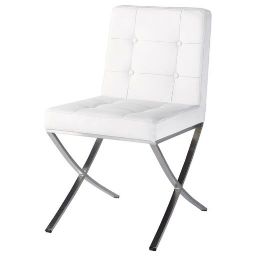 Polyurethane and stainless steel chair in white Kyoto