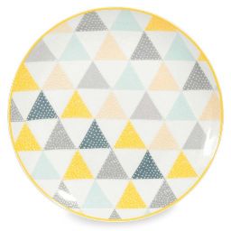 LEMON white porcelain dinner plate with triangle motifs