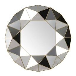 Mirror with 3D Geometric Patterns D 60 cm