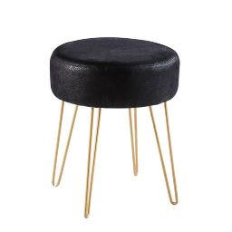 Tabouret effet peau de serpent noir et métal - 35x43x35cm - Maisons du Monde