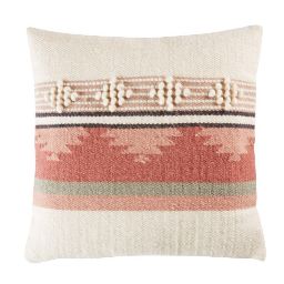 Wool and Cotton Cushion with Graphic Motifs 45x45