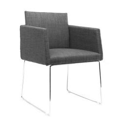 GREY POLYESTER AND CHROMED STEEL MODERN CHAIR NEORA