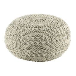 Pouf tressé en coton blanc cassé EINAR - Beige - 54x29x54cm - Maisons du Monde