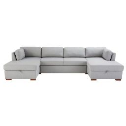 TIMES SQUARE - Light Grey 7-Seater U-Shaped Sofa Bed