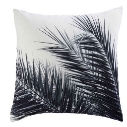 AROHA White and Black Palm Tree Print Fabric Cushion 45x45