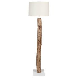 Lampadaire avec abat-jour en coton ivoire H169 - 48x168.5x48cm - Maisons du Monde