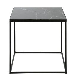 Marble and Black Metal End Table
