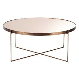 COMETE - Copper-Plated Metal Mirror Round Coffee Table