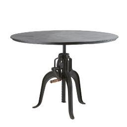 EDISON - Table à manger bistrot ronde réglable en métal noir D110