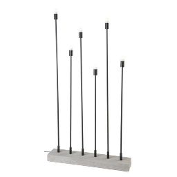 Cement and Black Metal 6-Branch Floor Lamp H 165 cm