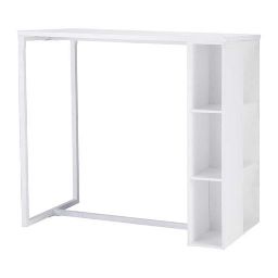 Mesa de comedor alta de madera blanca satinada An. 120 cm Highway