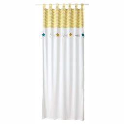 White and Yellow Cotton Tab-Top Curtain 110x250