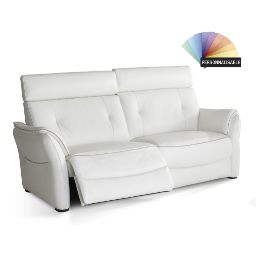 Canapé relax électrique 3 places cuir blanc PLUTONE