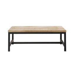 Solid Fir and Metal Industrial Coffee Table Long Island