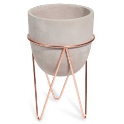 COPPER - wrought iron and cement footed planter