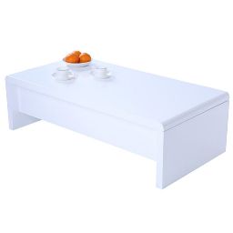 Table basse design réglable blanche avec rangement LOLA