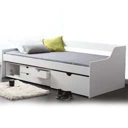 Lit enfant à tiroirs 90x190 pin blanc CLEO